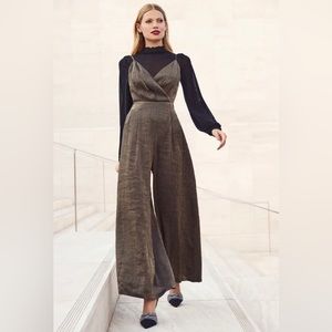 never worn lulus stunning surplice top metallic wide leg jumpsuit